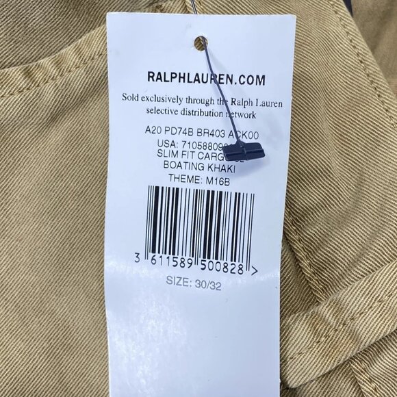 NEW POLO RALPH LAUREN Men’s Cargo Pants Tan Size 30 Slim Fit Stretch – NWT - Picture 6 of 9